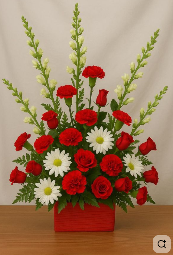 Arreglo-Navideño con rosas-blancasy-petalos